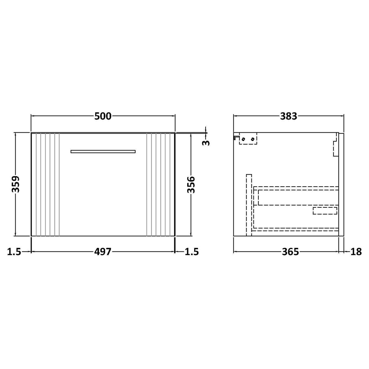 500mm WH Single Drawer Unit - Satin Blue