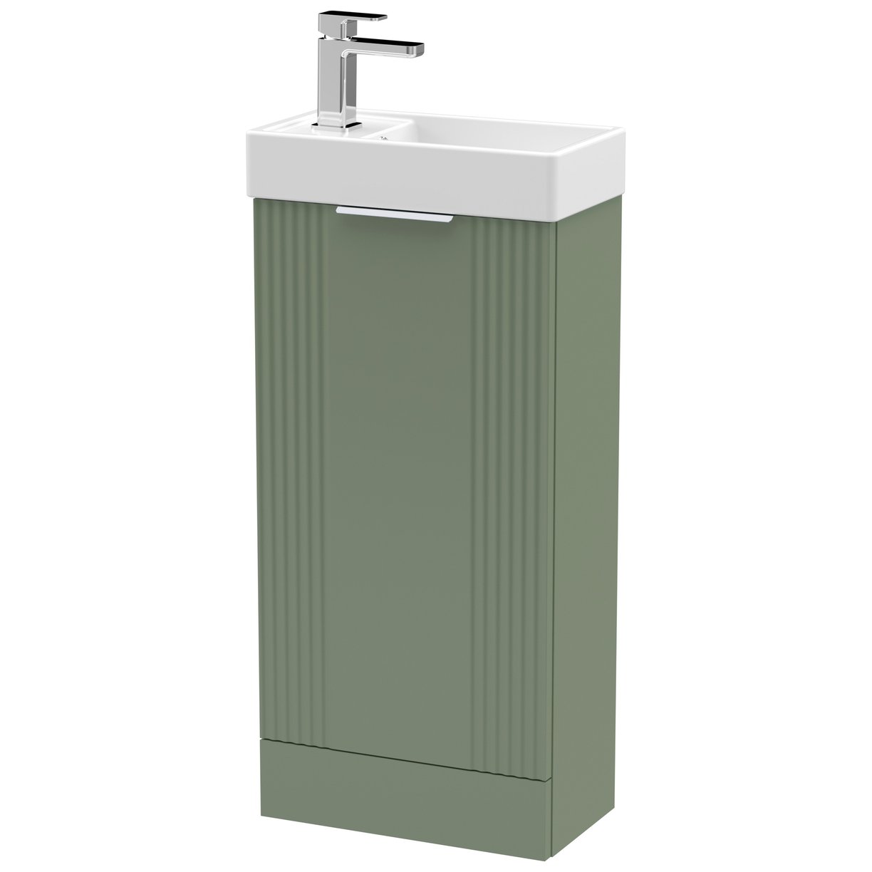 400mm F/S Single Door Unit Inc Basin - Satin Green
