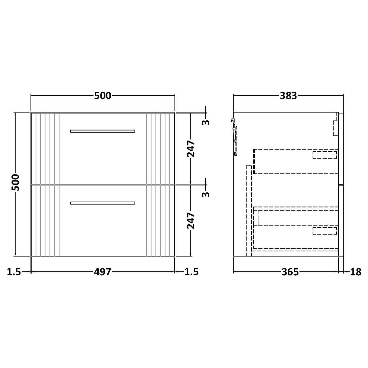 500mm WH 2-Drawer Unit - Satin Green