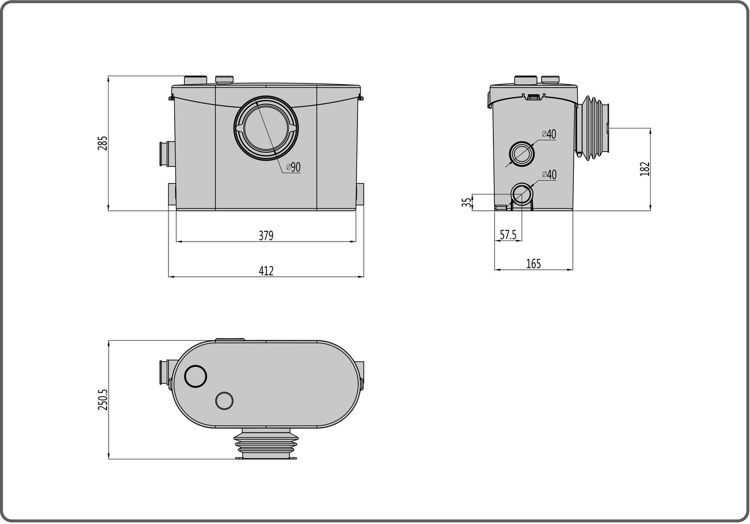 FlowPro FP400 Macerator for WC & Bathroom - Side Outlet
