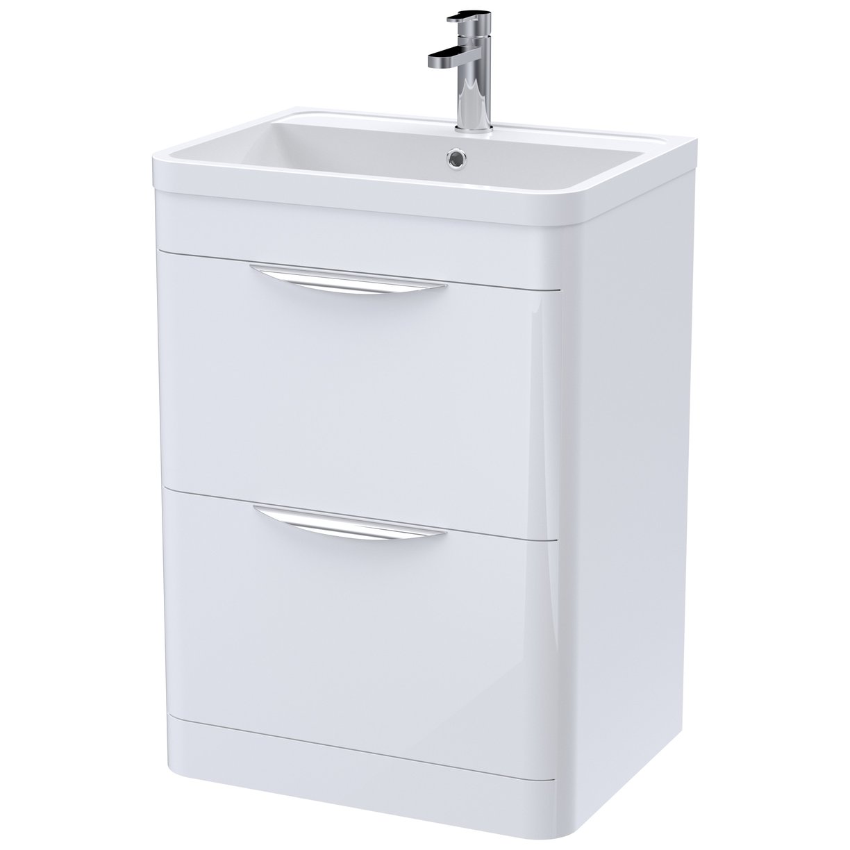 Parade 600mm F/S 2 Drawer Unit & Basin - High Gloss White