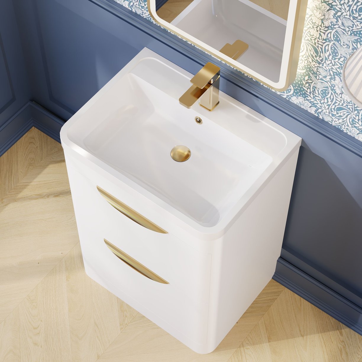 Parade 600mm F/S 2 Drawer Basin & Cabinet - High Gloss White