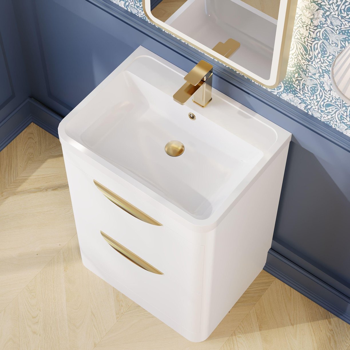 Parade 600mm F/S 2 Drawer Basin & Cabinet - High Gloss White