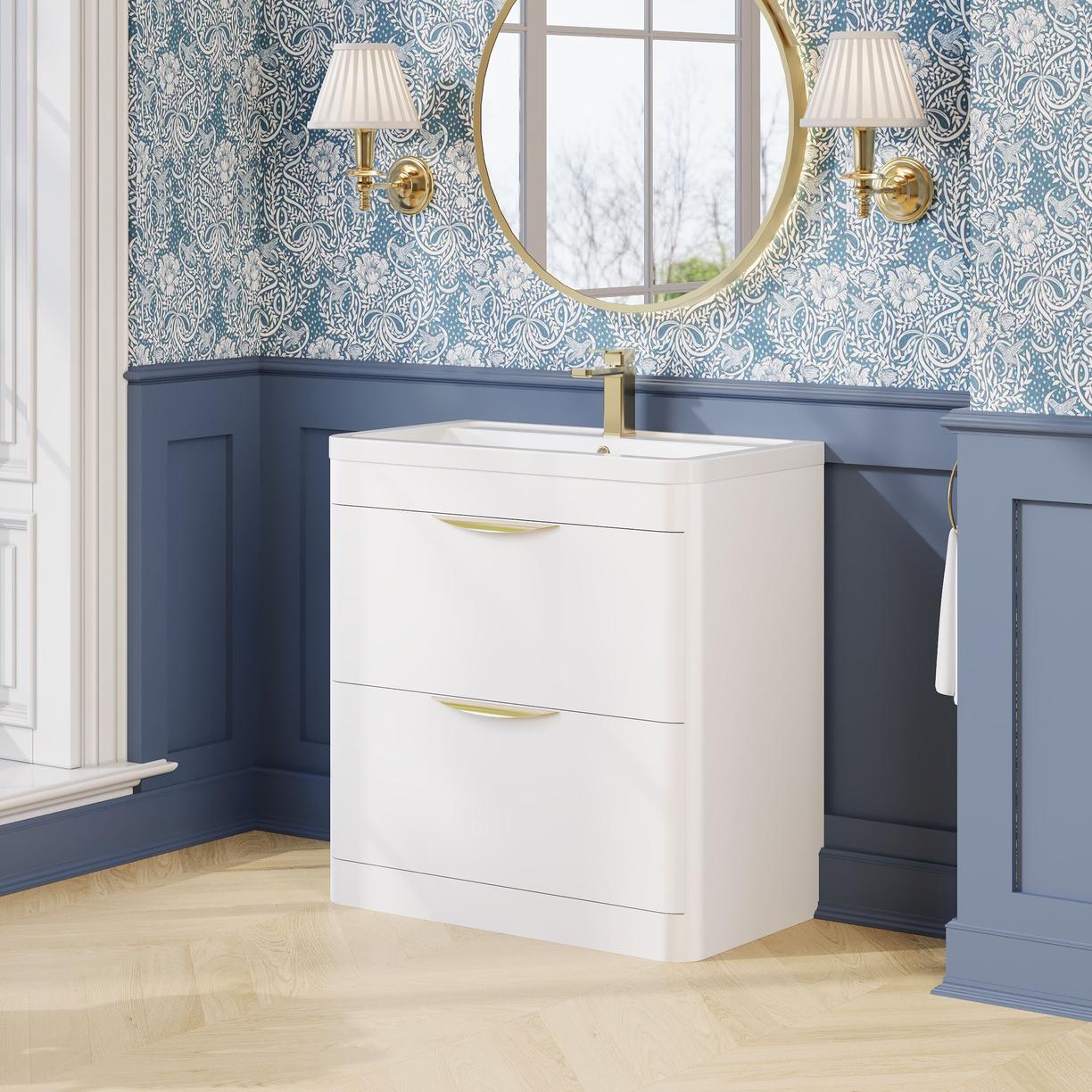 Parade 800mm F/S 2 Drawer Unit & Basin - High Gloss White