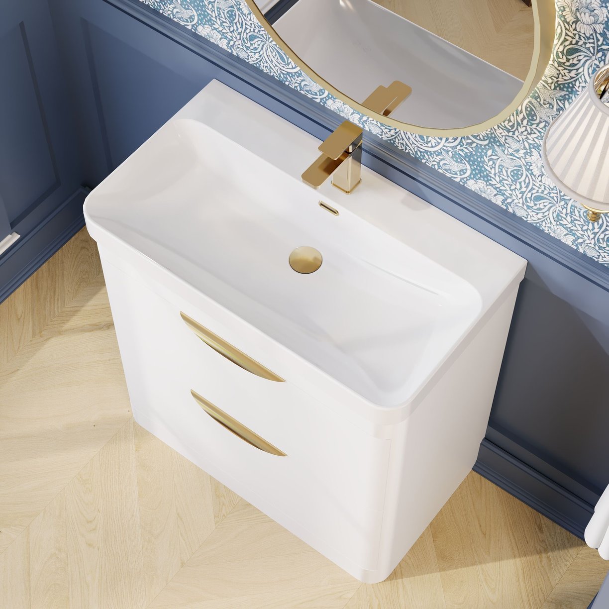 800mm Floor Standing Vanity & Thin Edge Ceramic Basin