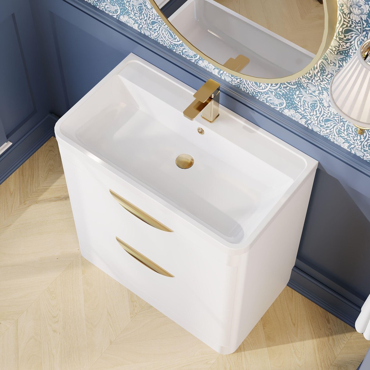 Parade 800mm F/S 2 Drawer Basin & Cabinet - High Gloss White