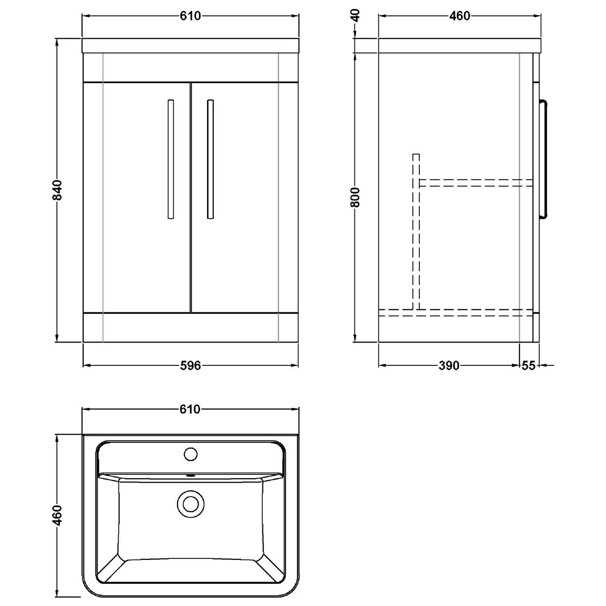 Parade 600 F/S 2 Door Basin & Cabinet