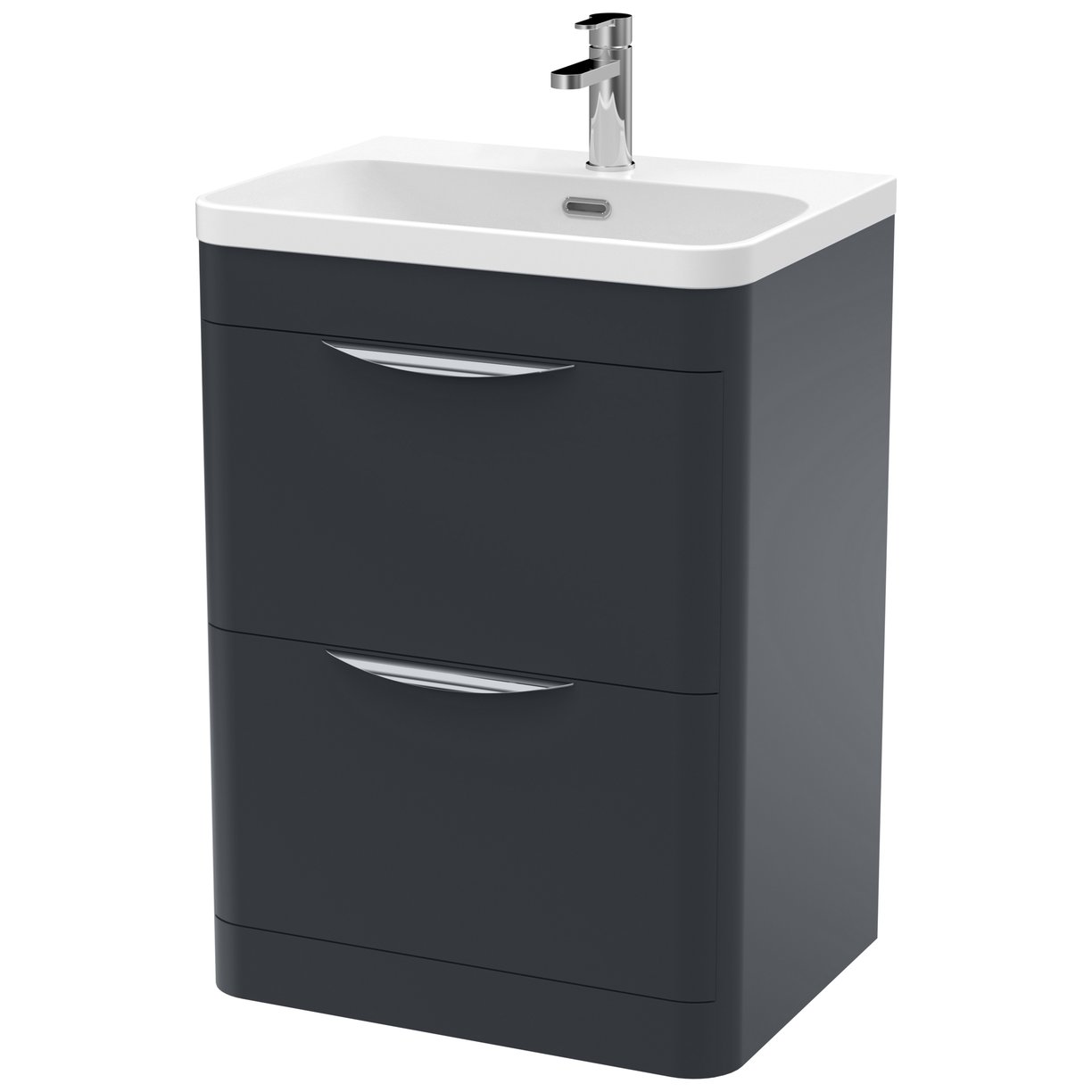 600mm Floor Standing 2 Drawer Vanity & Thin Edge Ceramic Basin