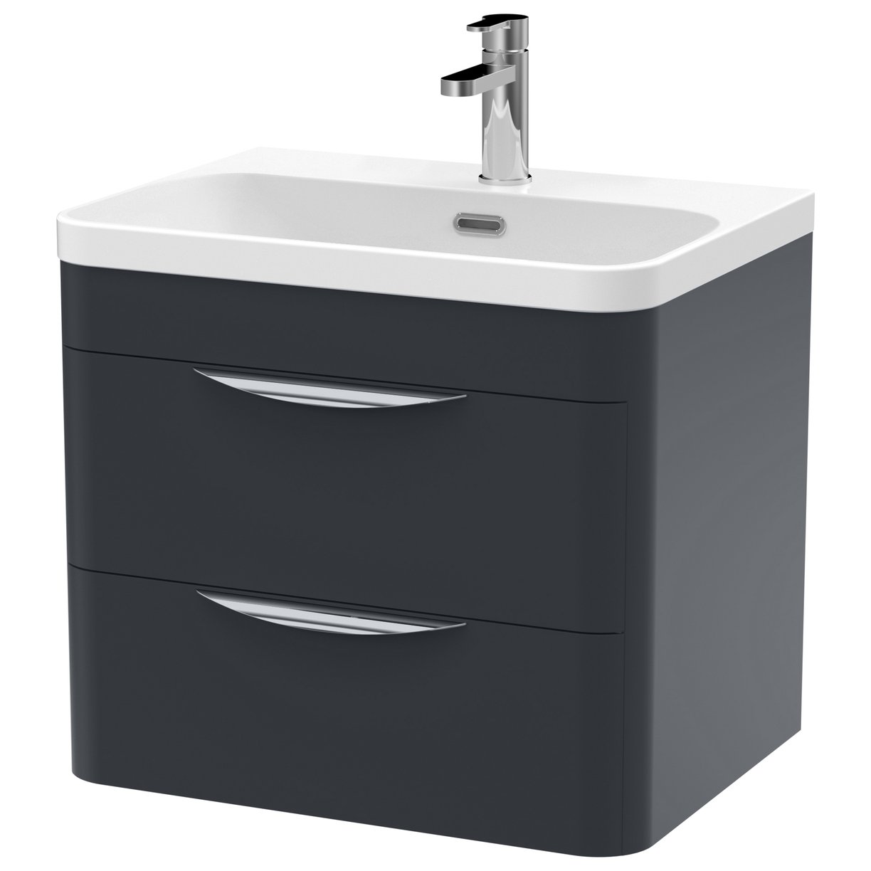 600mm Wall Hung 2 Drawer Vanity & Thin Edge Ceramic Basin