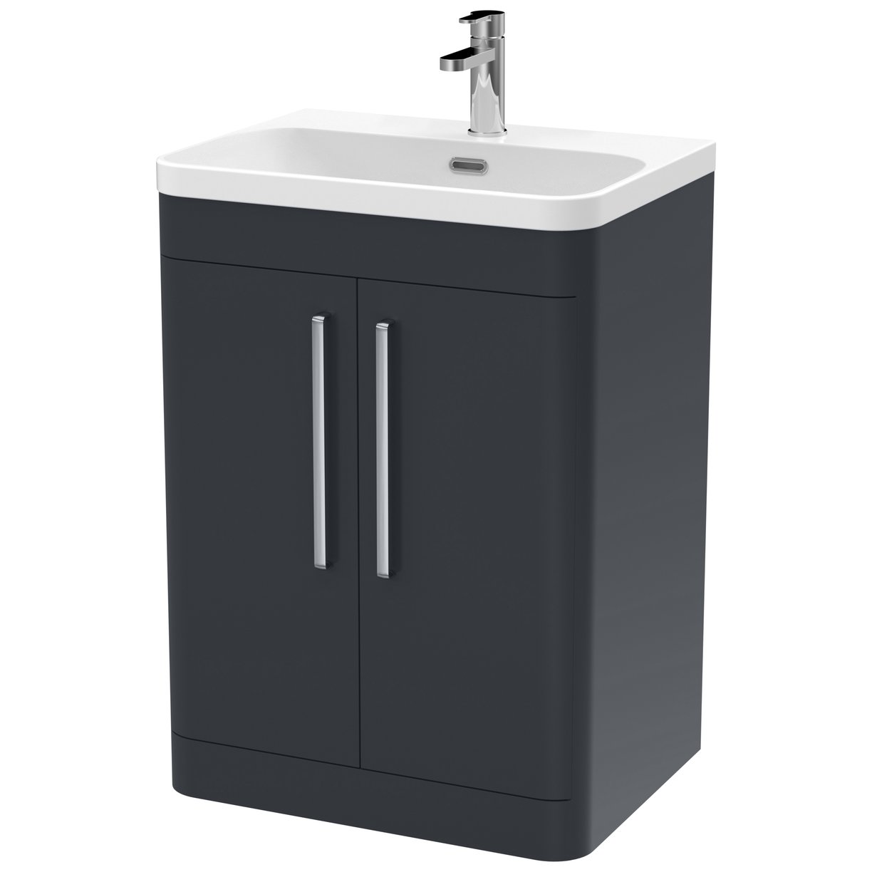 600mm Floor Standing 2 Door Vanity & Thin Edge Ceramic Basin