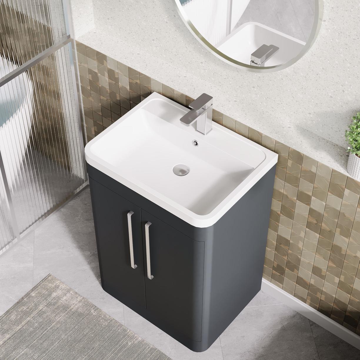 Parade 600mm F/S 2 Door Basin & Cabinet - Satin Soft Black