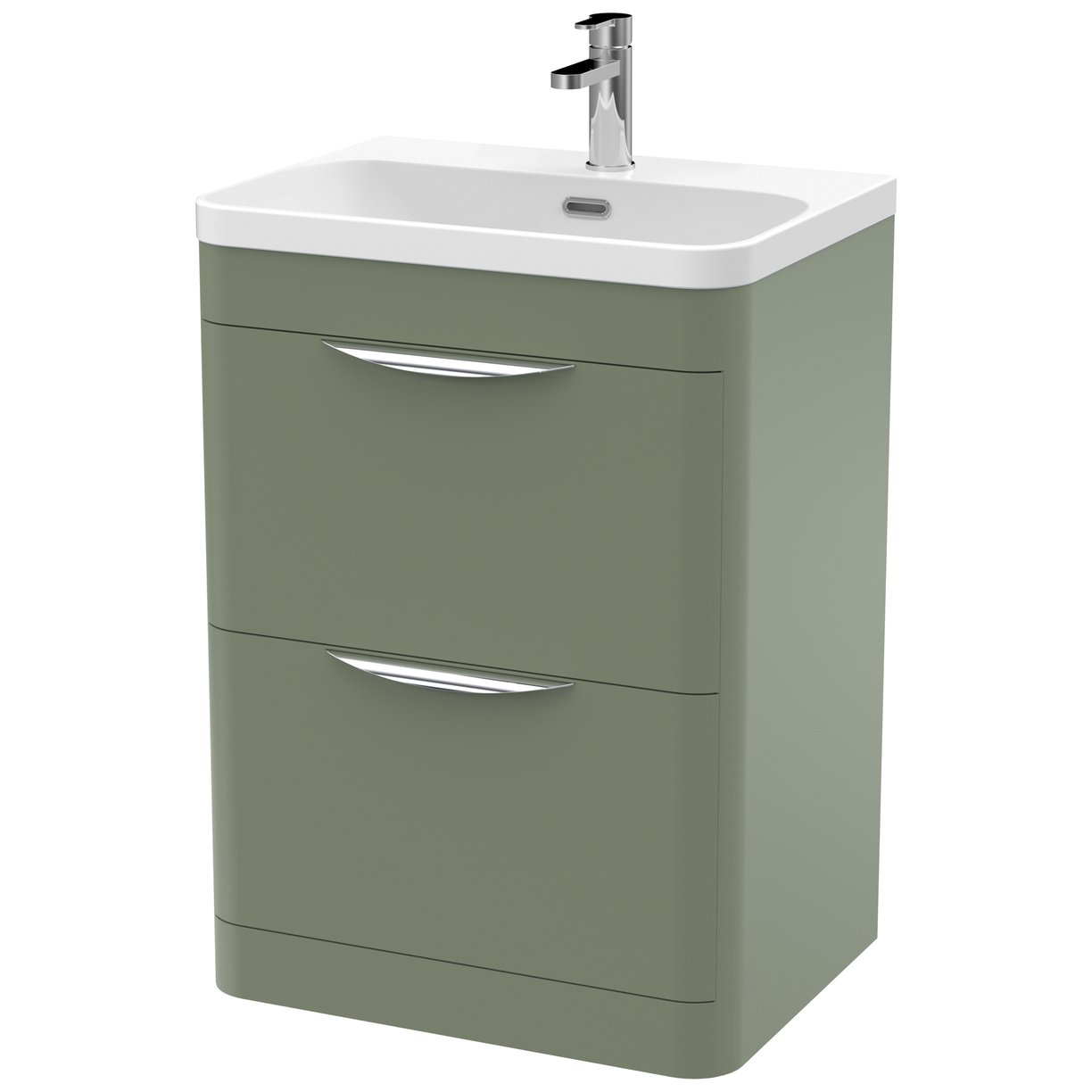 600mm Floor Standing 2 Drawer Vanity & Thin Edge Ceramic Basin