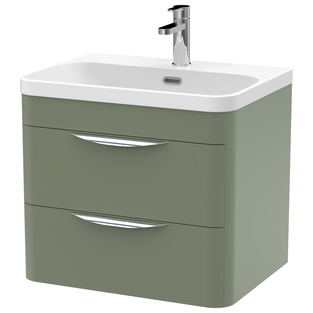 600mm Wall Hung 2 Drawer Vanity & Thin Edge Ceramic Basin