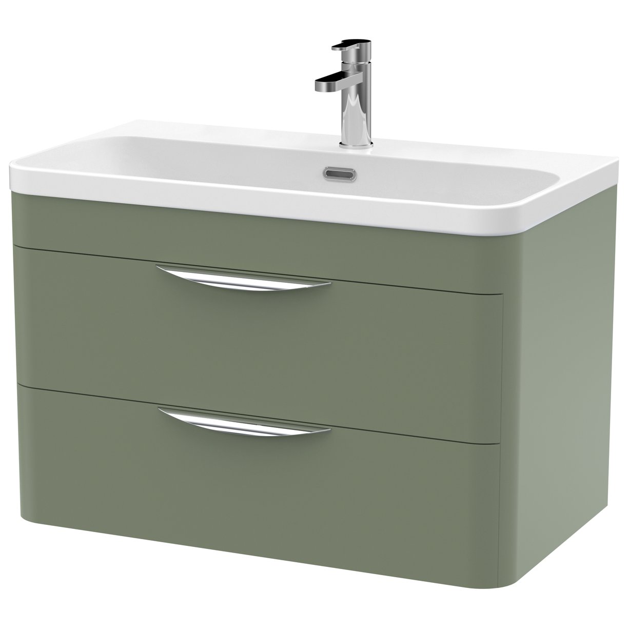 800mm Wall Hung 2 Drawer Vanity & Thin Edge Ceramic Basin