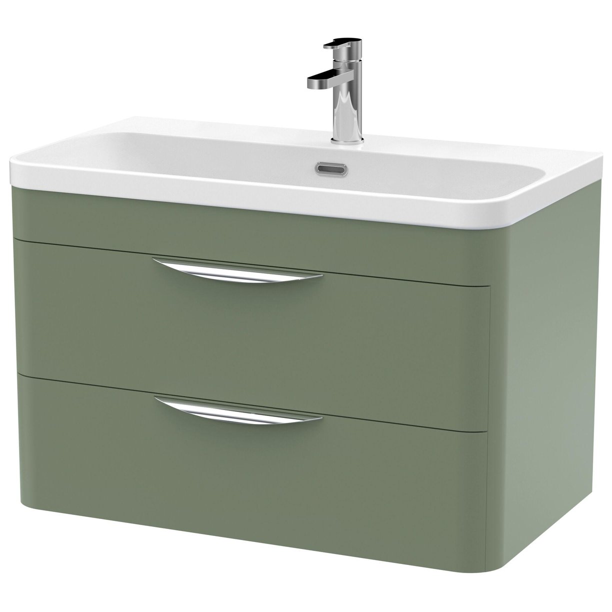 800mm Wall Hung 2 Drawer Vanity & Thin Edge Ceramic Basin