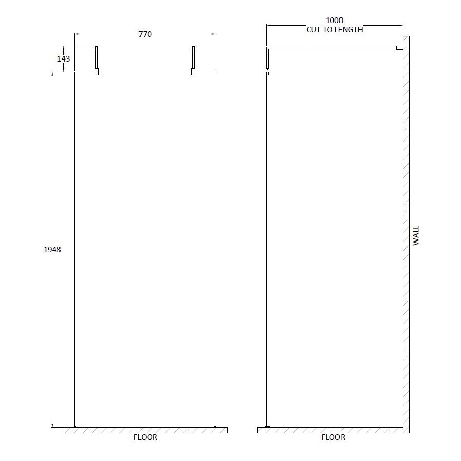 800 Wetroom Screen With Arms - Chrome