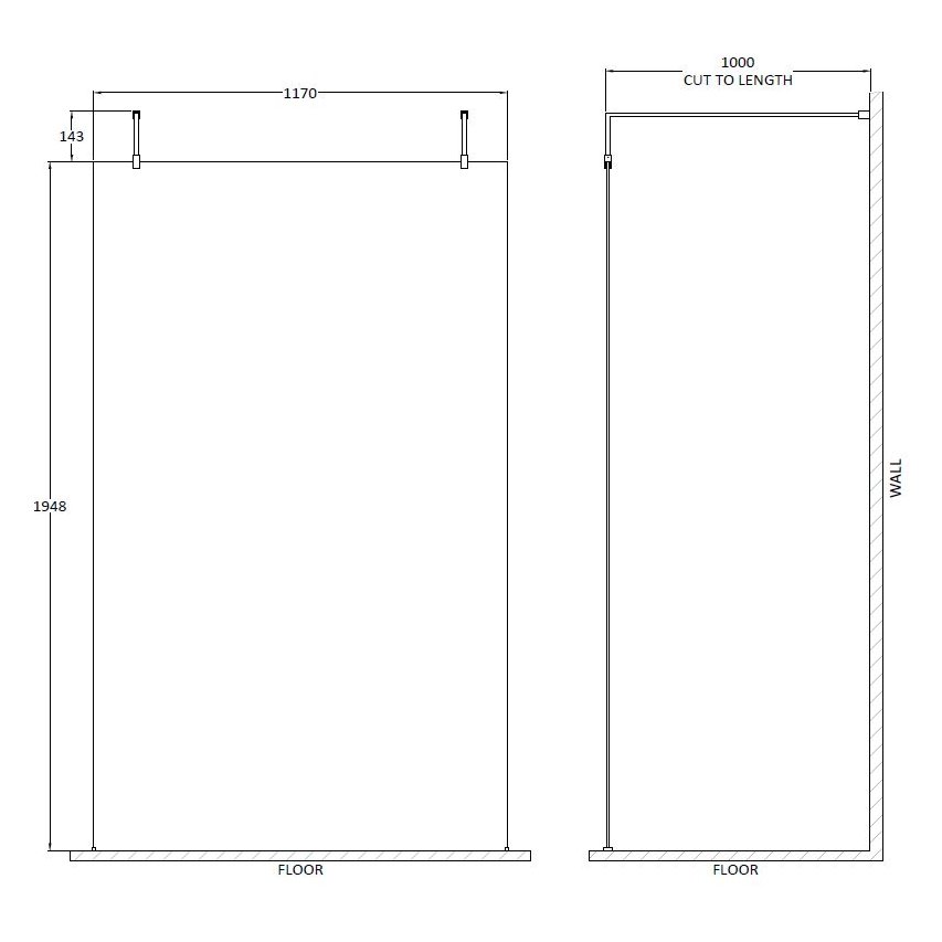 1200 Wetroom Screen With Arms - Chrome