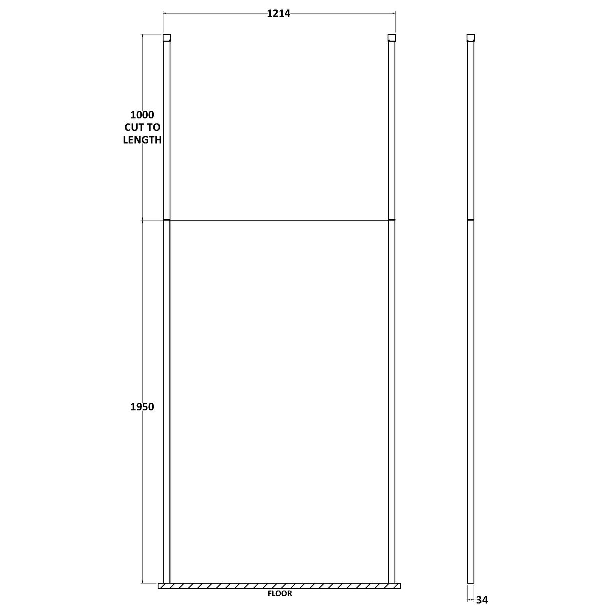 1200 Wetroom Screen With Ceiling - Chrome