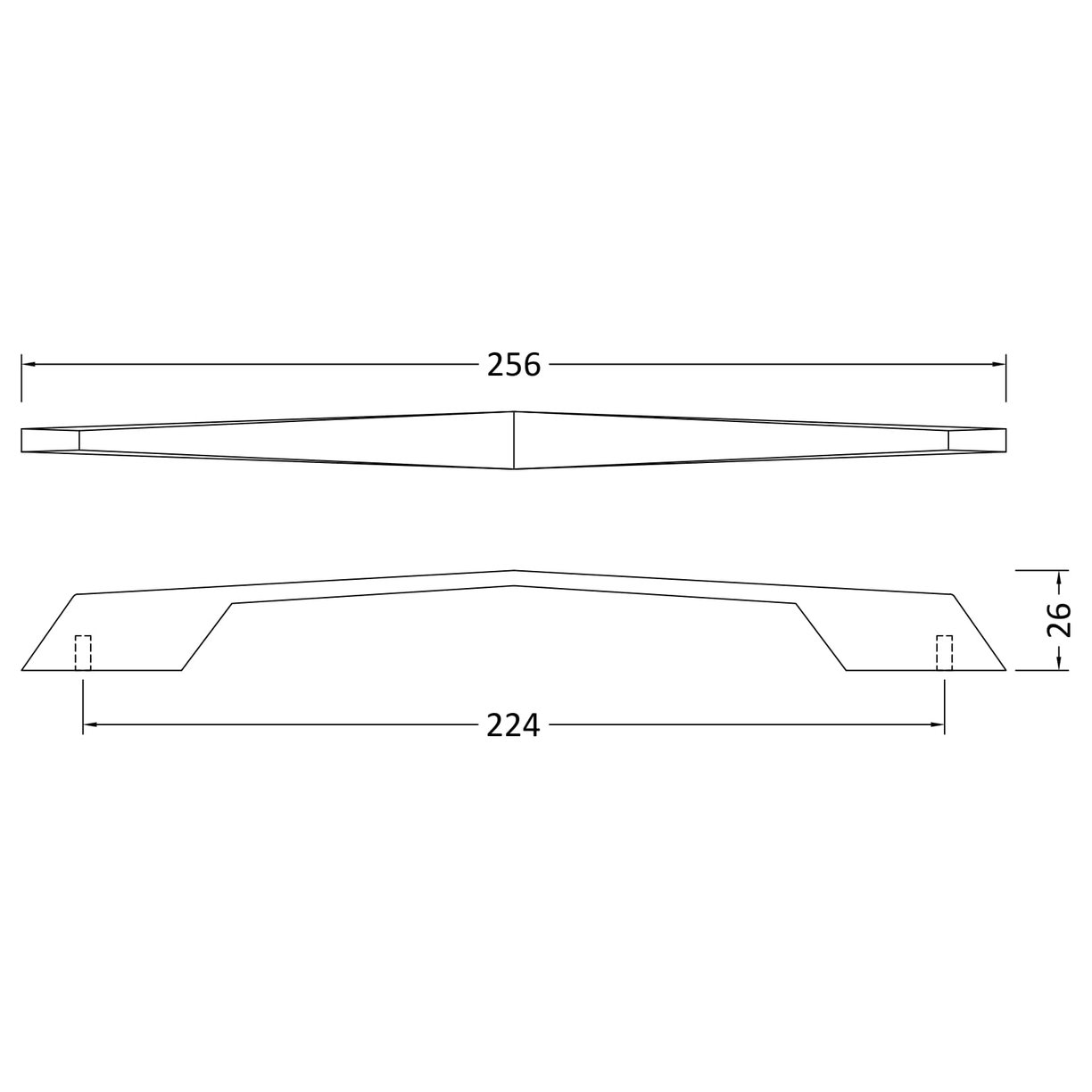 D Shaped Handle 224mm - Chrome
