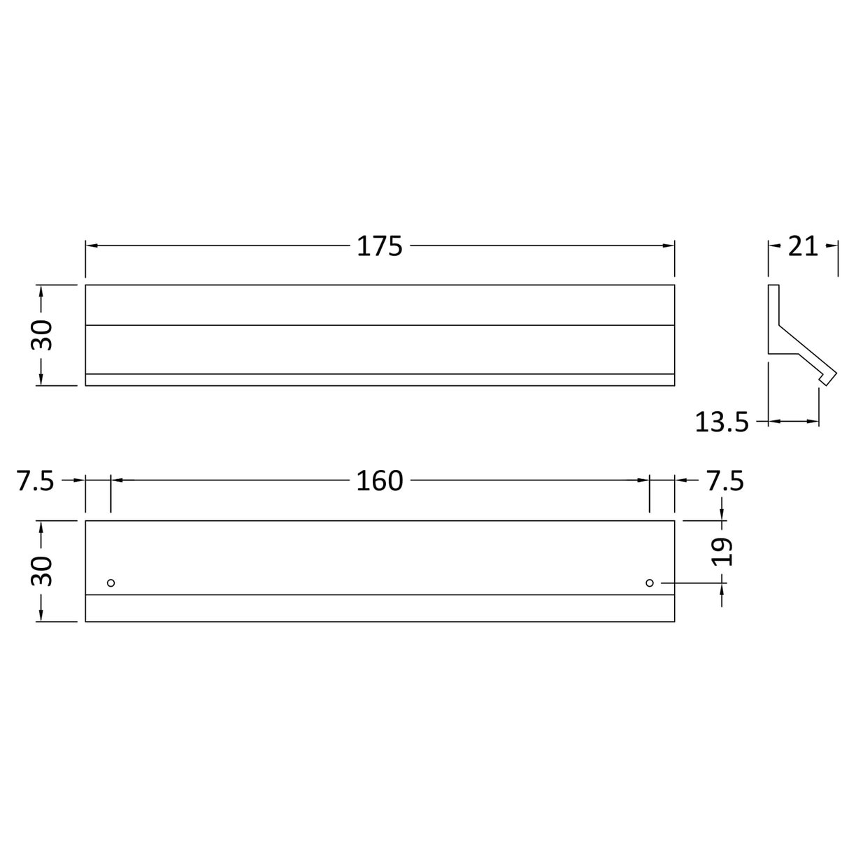 Profile Handle 160mm - Chrome