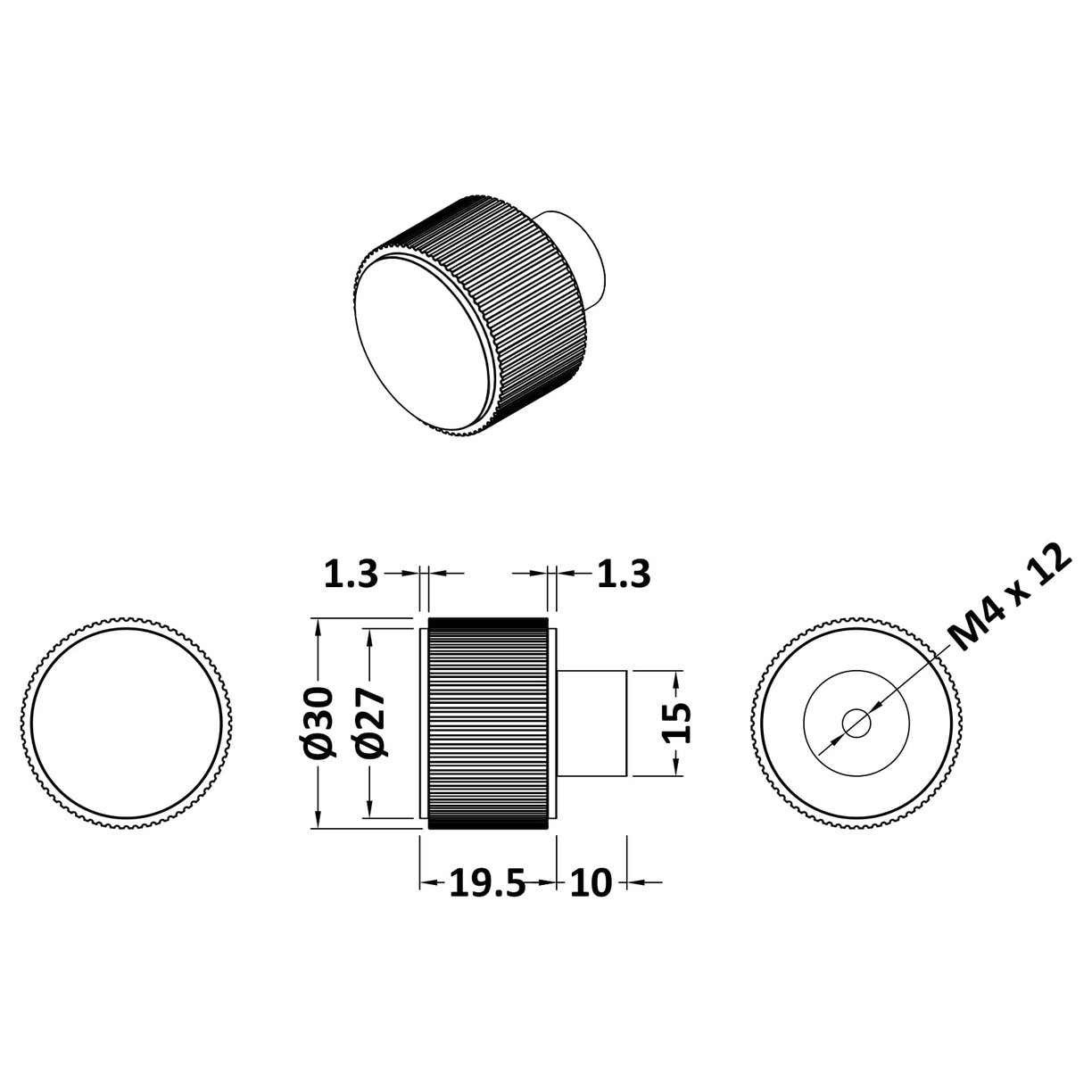Fluted Furniture Knob