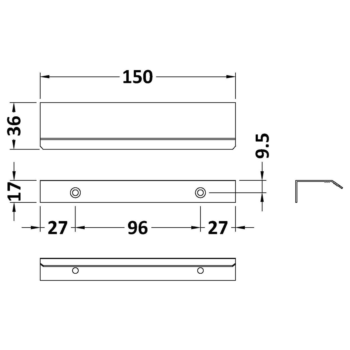 150mm Finger Pull Handle