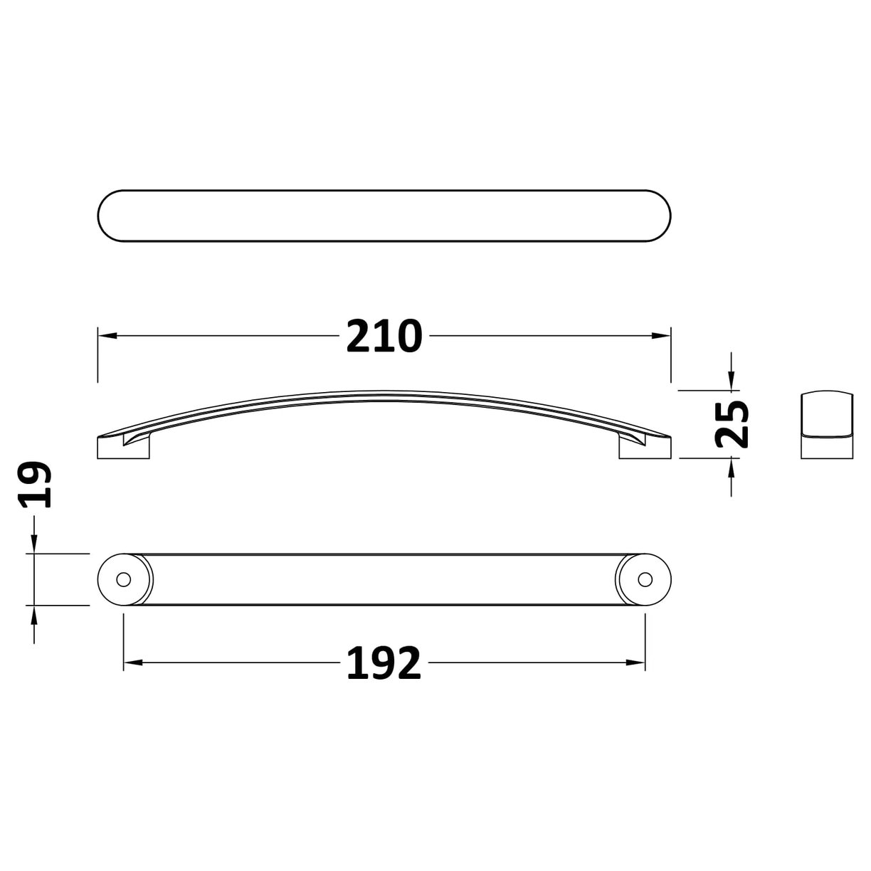 D Handle 192mm - Satin Nickel