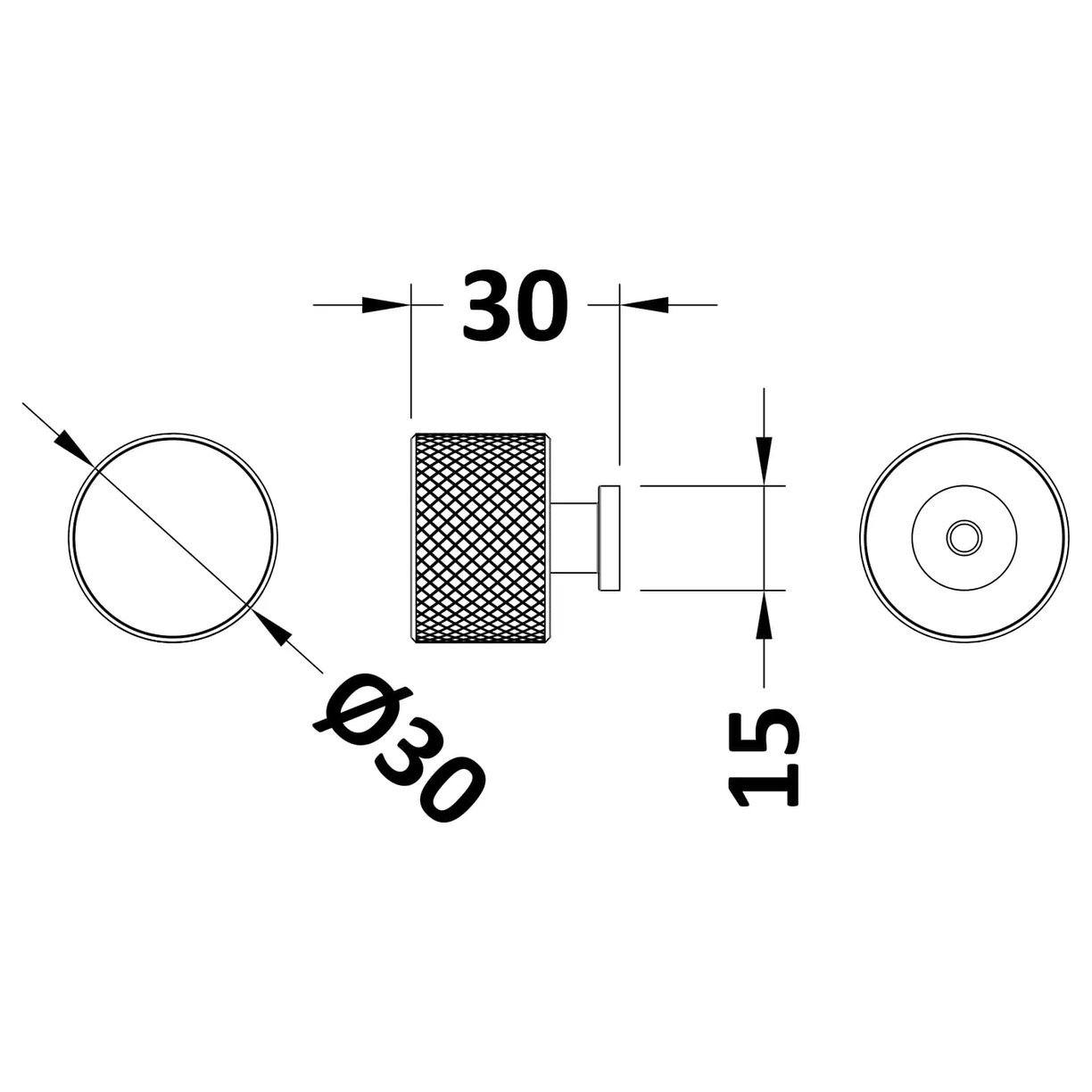 Knurled Knob Handle - Brushed Brass (PVD)