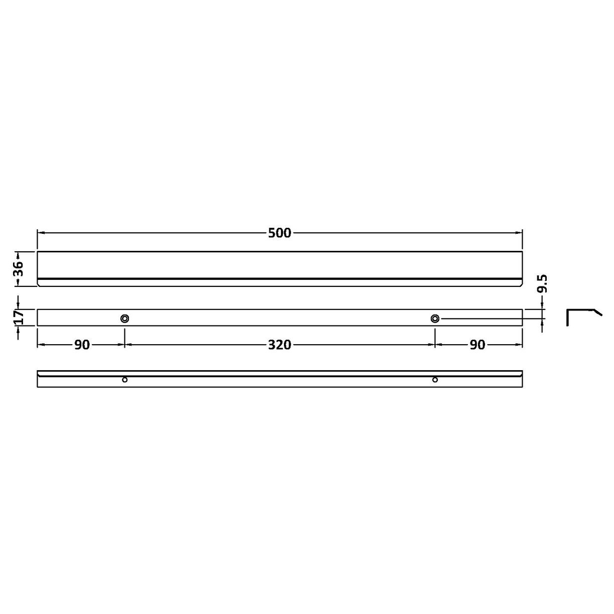 FINGER PULL HANDLE 500mm - Gun Metal