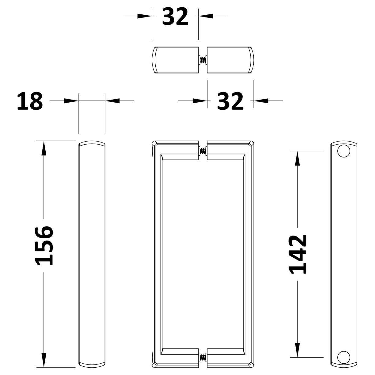 SQ Handle Sub Assembly 142mm Ctr Chrome - Satin Chrome