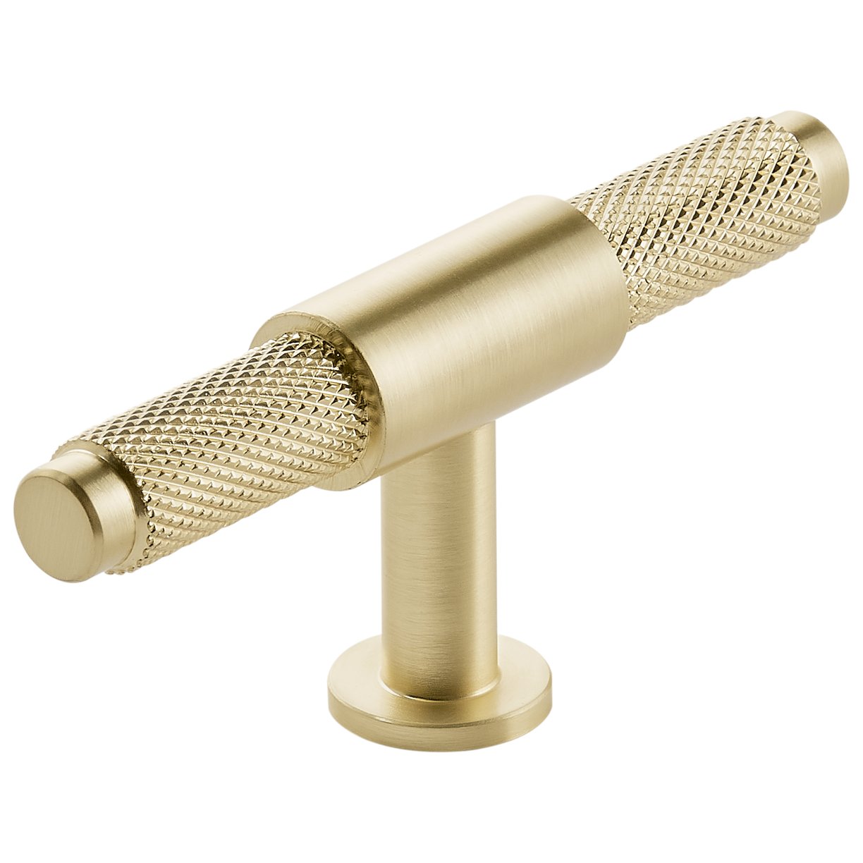Knurled T Bar 95mm Handle Brushed Brass