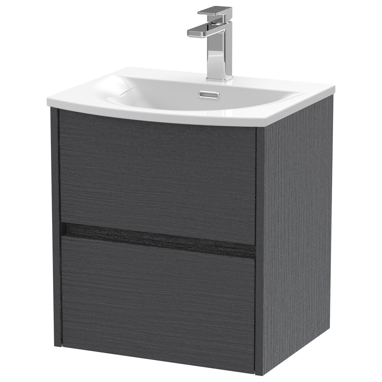 500mm W/H 2-Drawer Unit & Basin 4 - Graphite Grey Woodgrain
