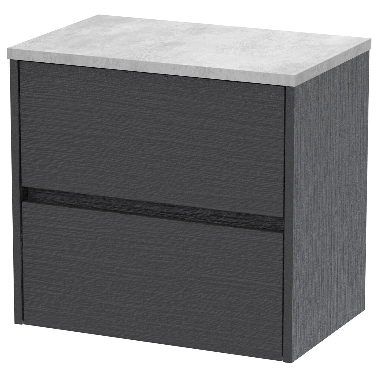 600mm W/H 2-Drawer Unit & Worktop - Graphite Grey Woodgrain