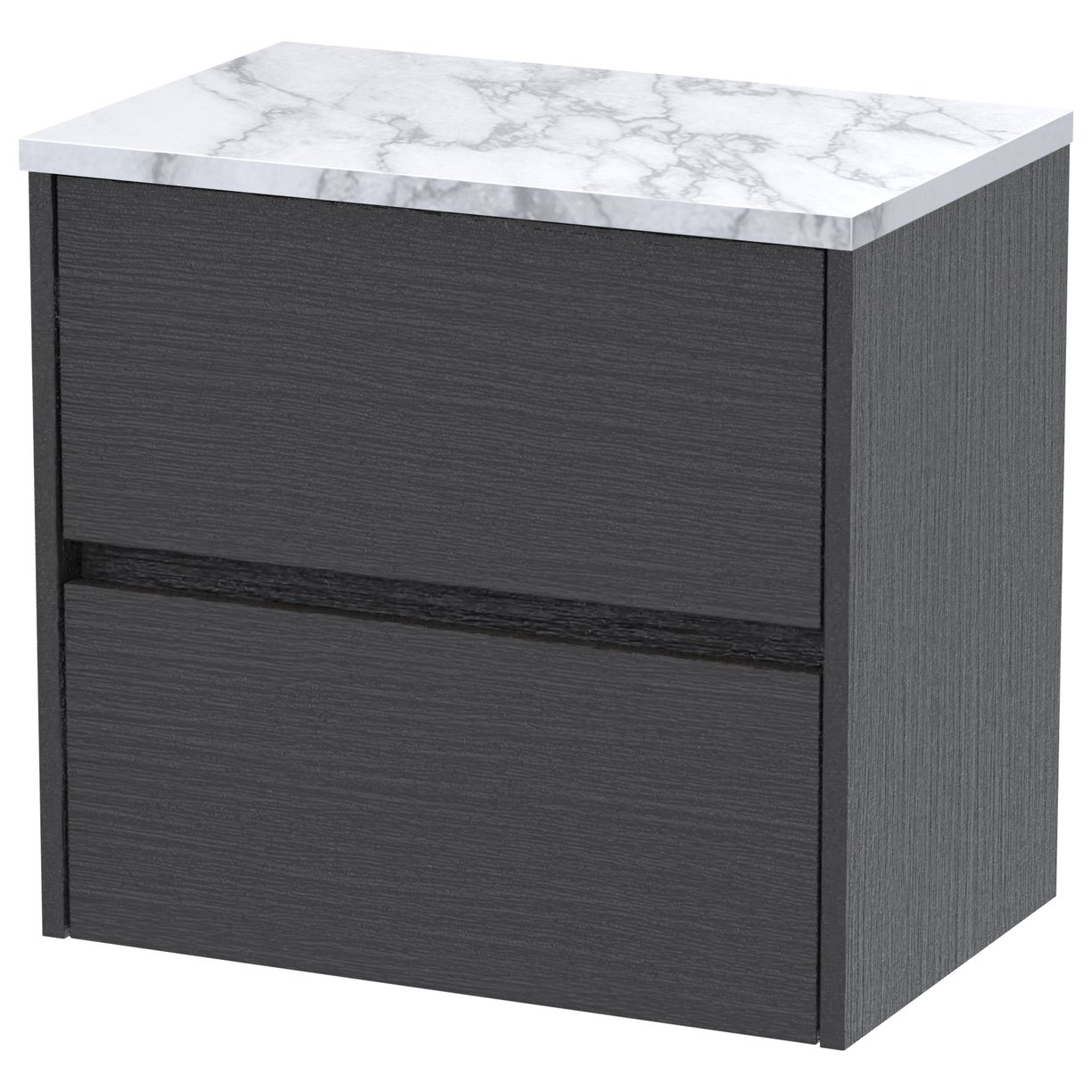 600mm W/H 2-Drawer Unit & Worktop - Graphite Grey Woodgrain