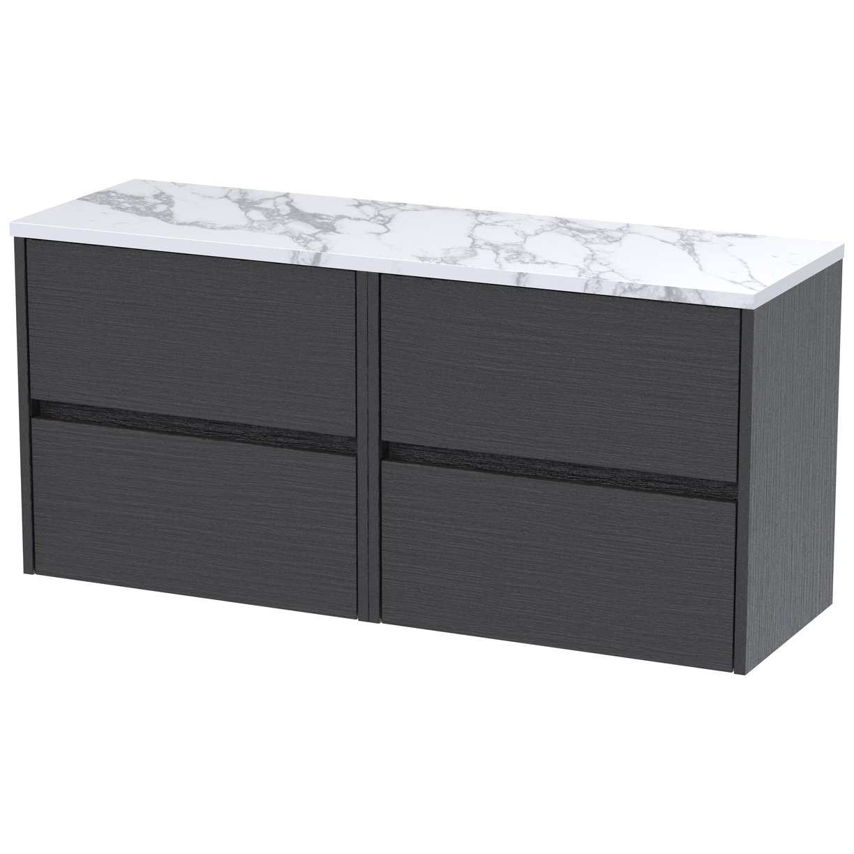 1200mm W/H 4-Drawer Unit & Laminate Top - Graphite Grey Woodgrain