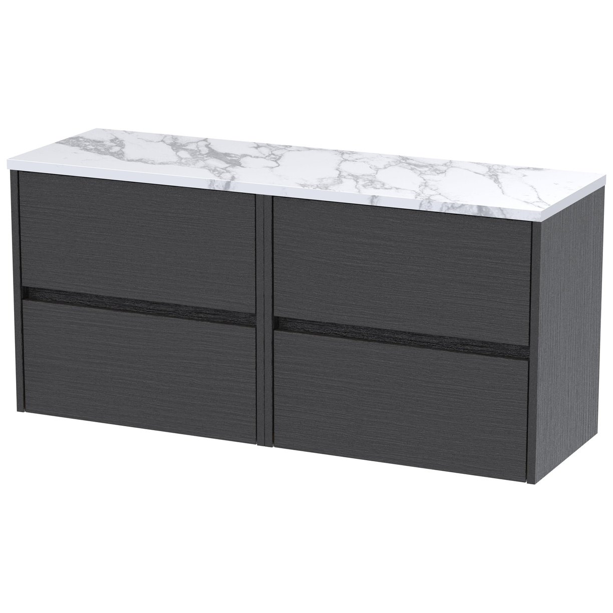 1200mm W/H 4-Drawer Unit & Laminate Top - Graphite Grey Woodgrain