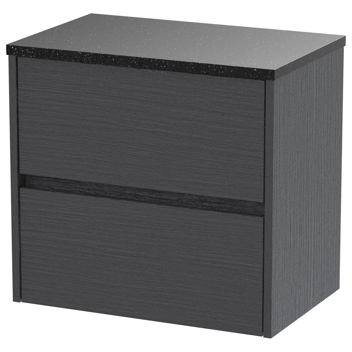 600mm W/H 2-Drawer Unit & Worktop - Graphite Grey Woodgrain
