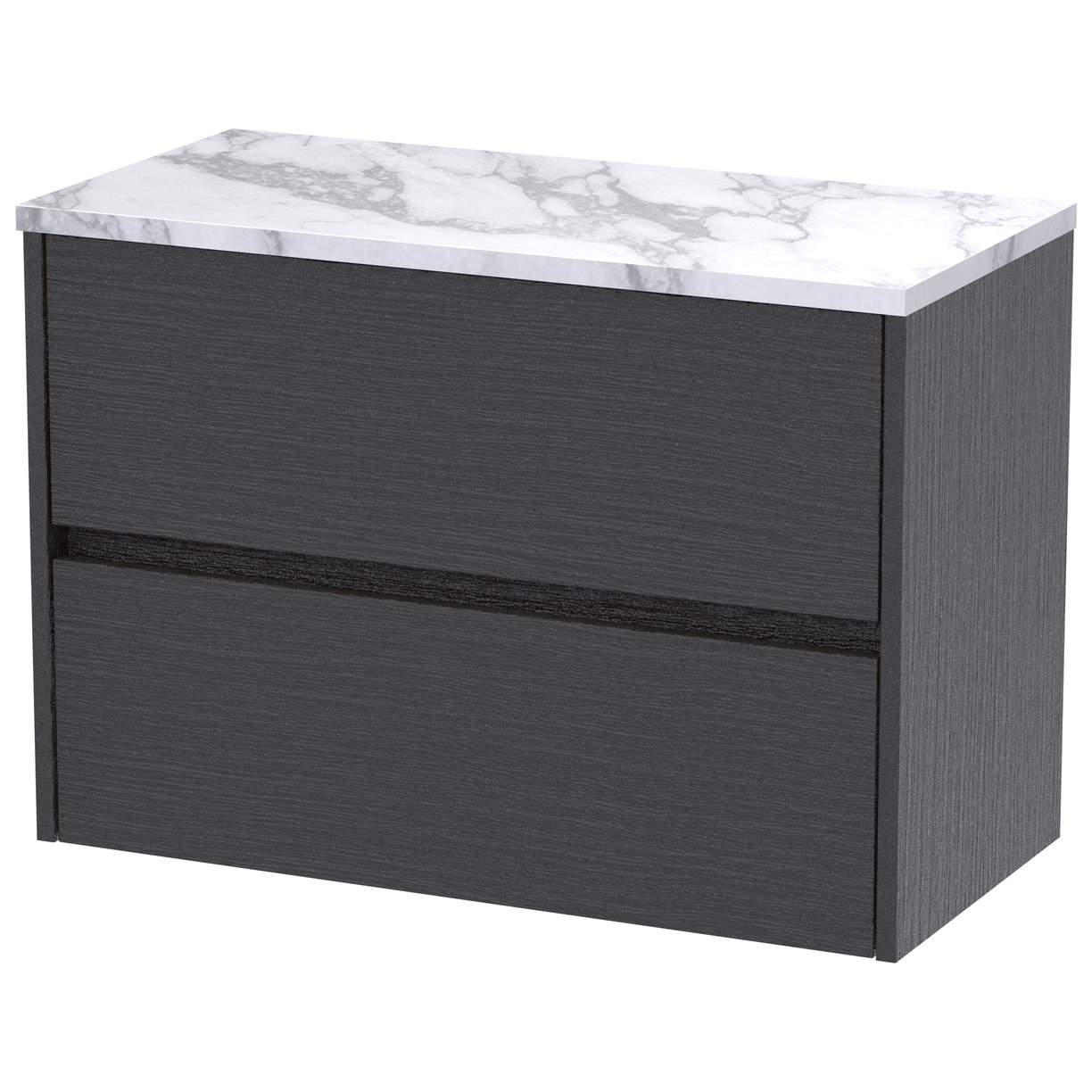 800mm W/H 2-Drawer Unit & Worktop - Graphite Grey Woodgrain