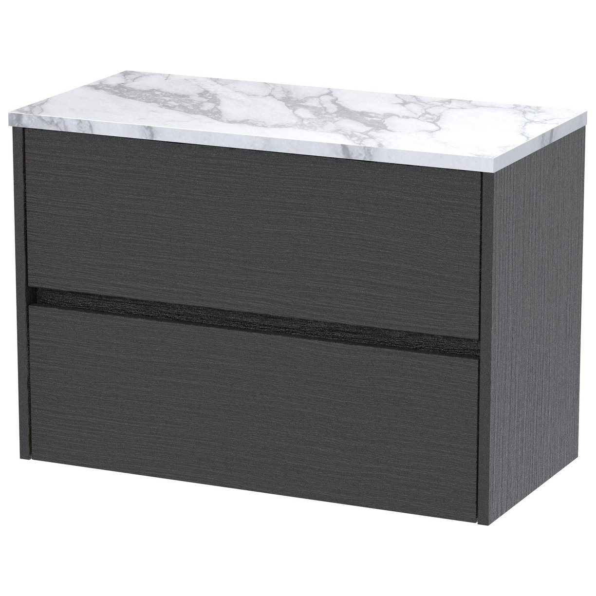 800mm W/H 2-Drawer Unit & Worktop - Graphite Grey Woodgrain