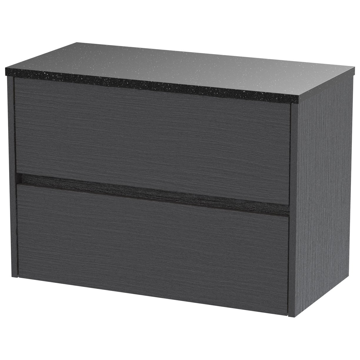 800mm W/H 2-Drawer Unit & Worktop - Graphite Grey Woodgrain