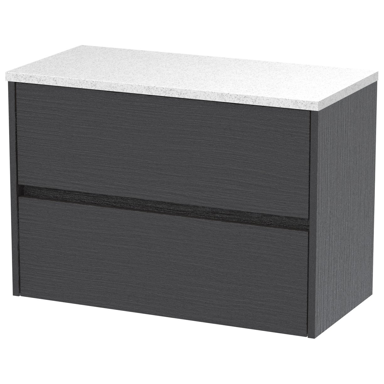 800mm W/H 2-Drawer Unit & Worktop - Graphite Grey Woodgrain