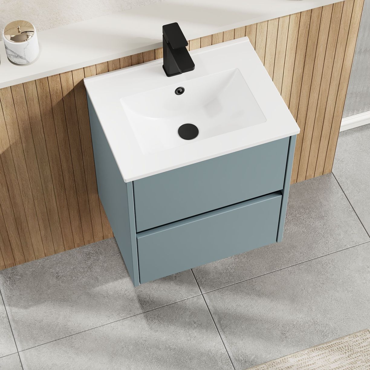 500mm W/H 2-Drawer Unit & Basin 2 - Monument Grey