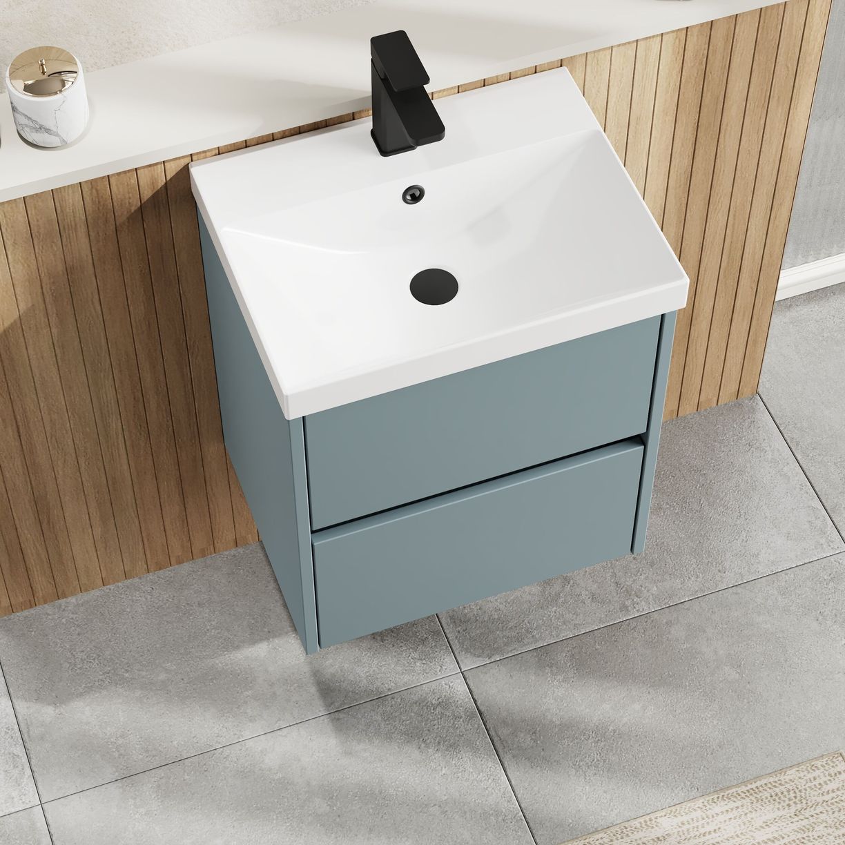 500mm W/H 2-Drawer Unit & Basin 3 - Monument Grey