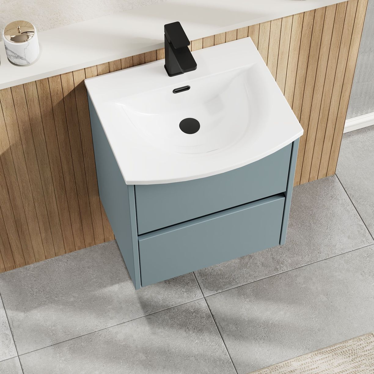 500mm W/H 2-Drawer Unit & Basin 4 - Monument Grey