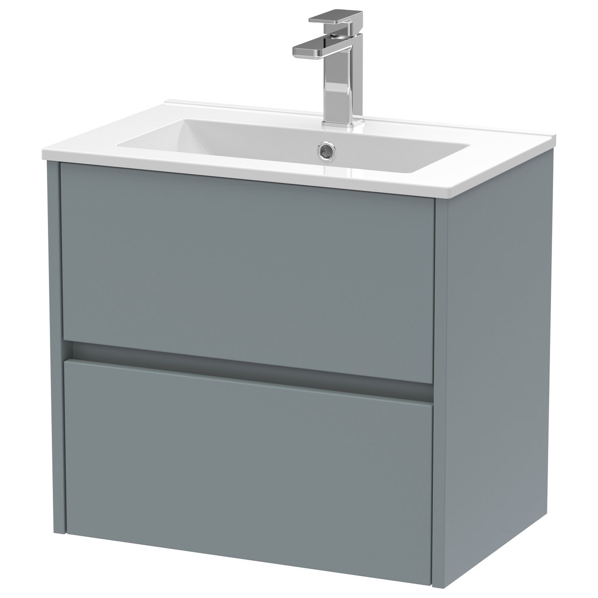 600mm W/H 2-Drawer Unit & Basin 2 - Monument Grey