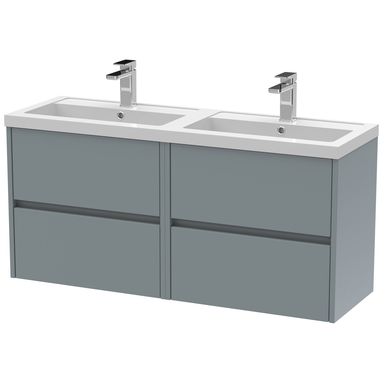 1200mm W/H 4-Drawer Unit & Double Basin - Monument Grey