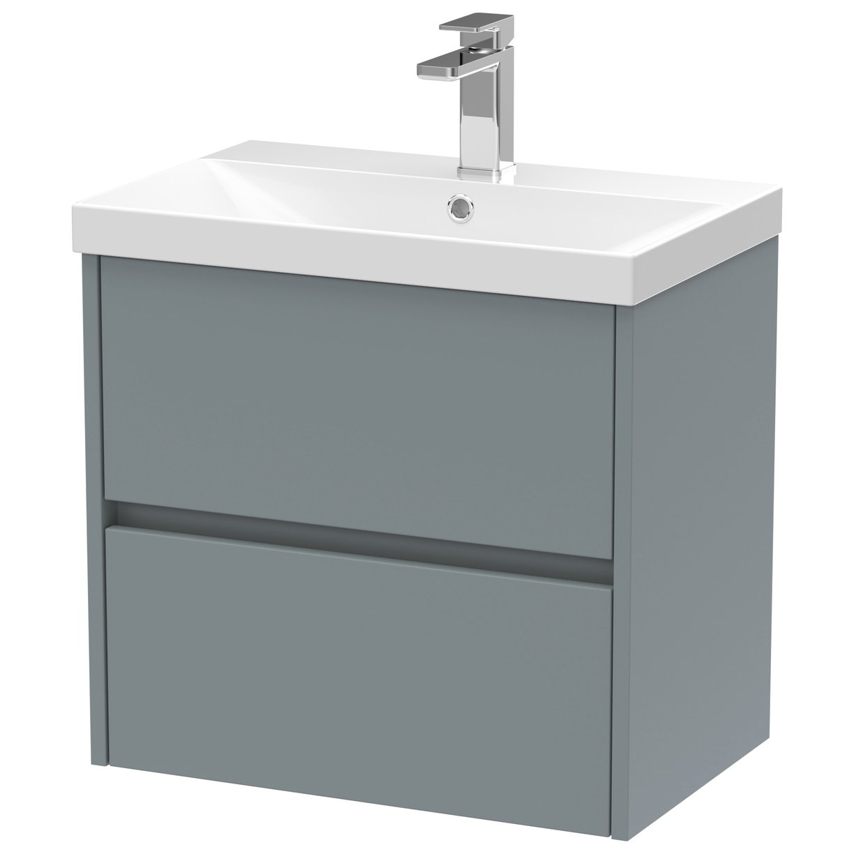 600mm W/H 2-Drawer Unit & Basin 3 - Monument Grey