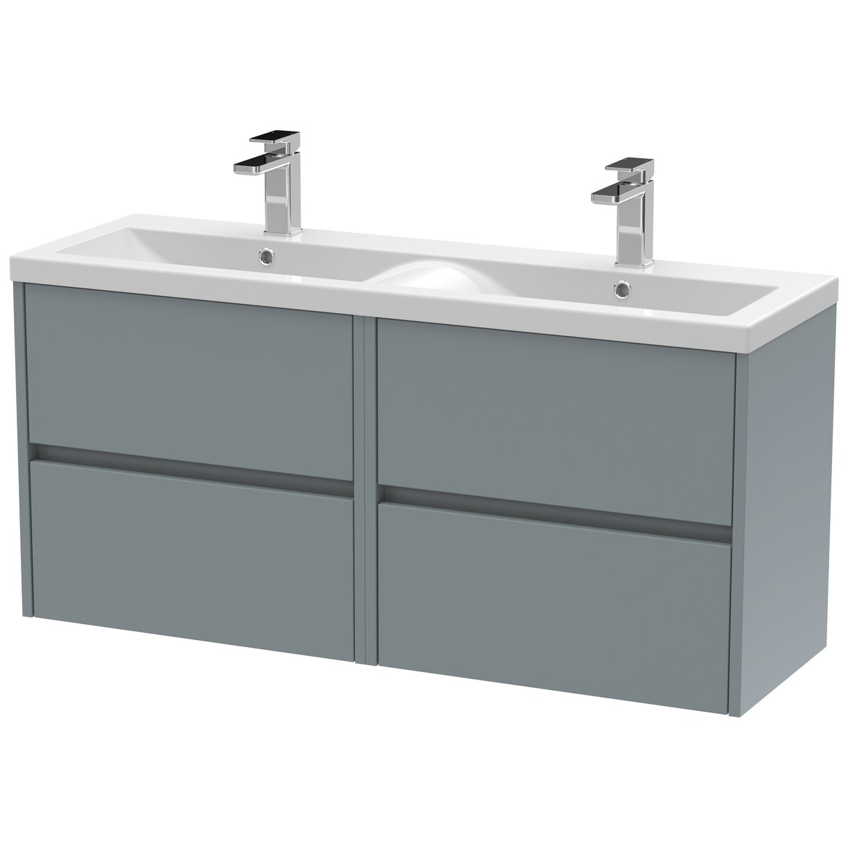 1200mm W/H 4-Drawer Unit & Double Basin - Monument Grey