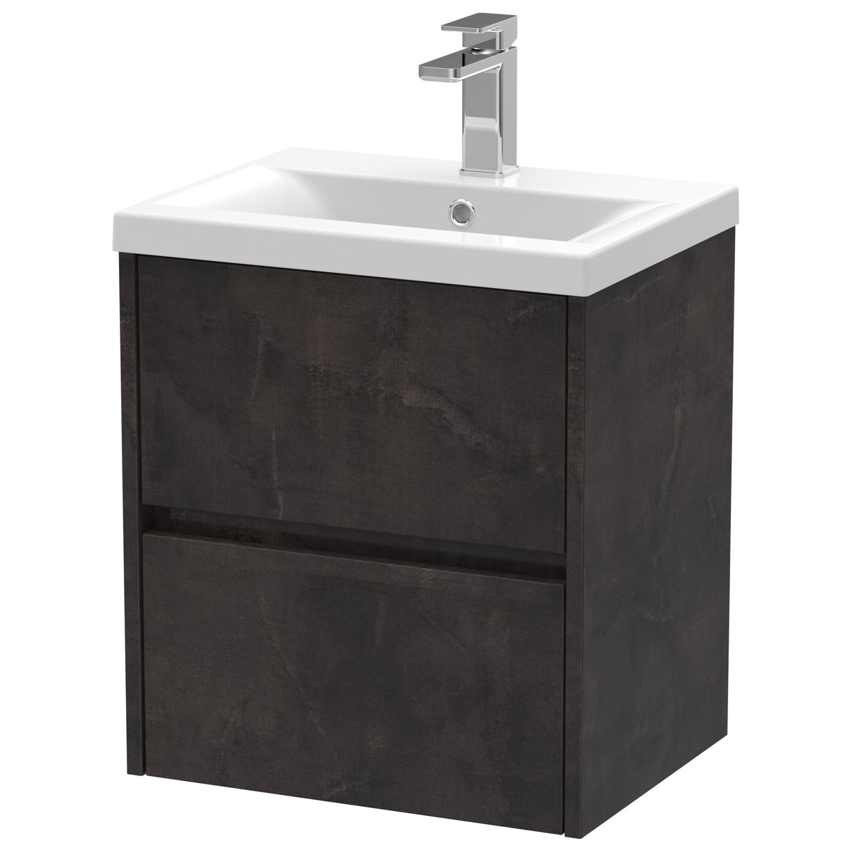 500mm W/H 2-Drawer Unit & Basin 1 - Metallic Slate