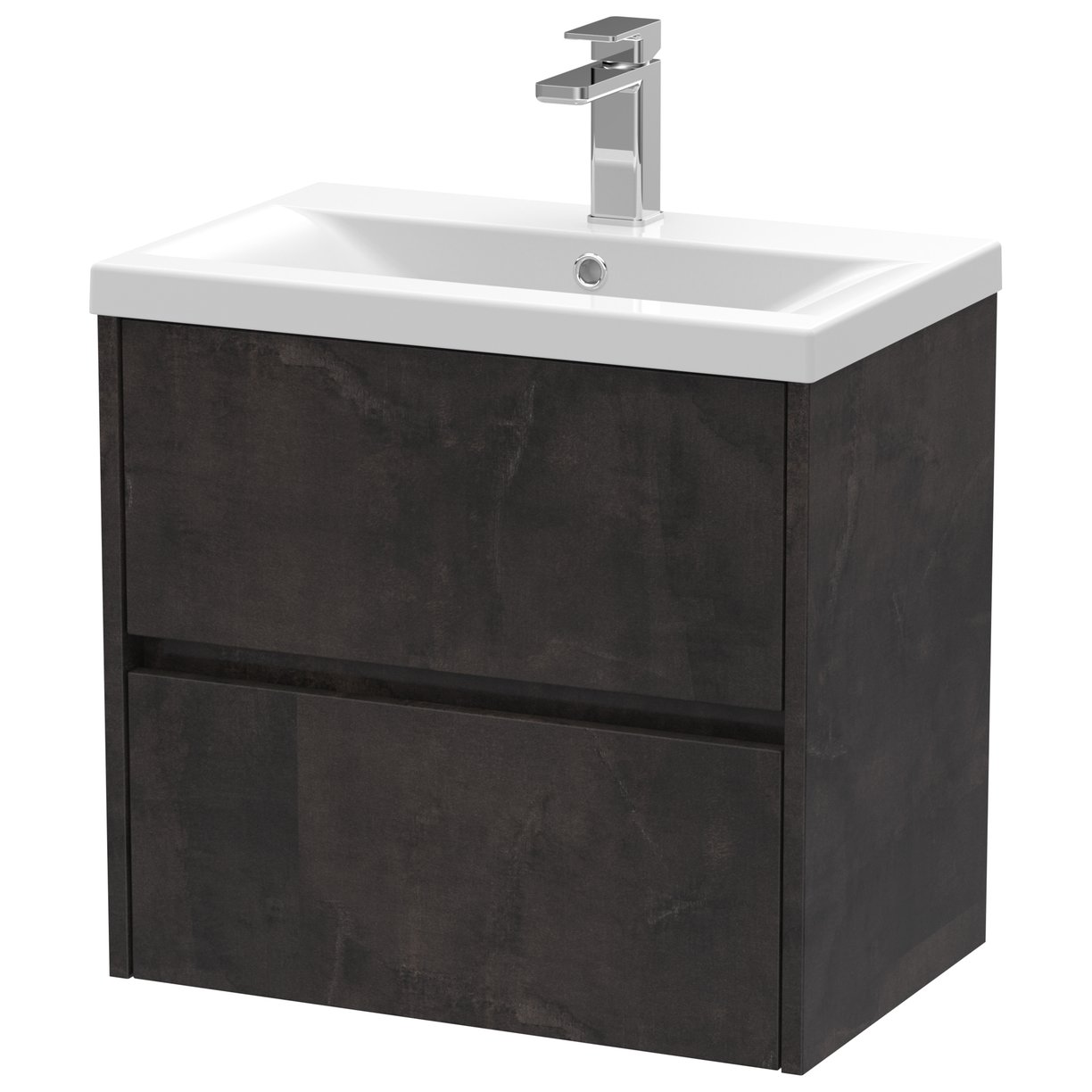 600mm W/H 2-Drawer Unit & Basin 1 - Metallic Slate